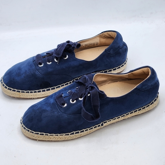 Vionic Lace Up Espadrille Flats Coast Sandy Suede Orthotic In Blue Size 7.5 - Picture 6 of 16